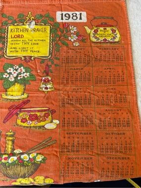 Vintage linen tea towel 1981 Kitchen Prayer